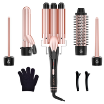 &quot;Ultimate Beach Wave Hair Styling Set: 8-in-1 Curling Iron Wand for Effortless W - £36.55 GBP