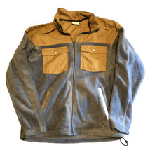 Columbia Men&#39;s Fleece Full Zip  Jacket Sweater Canvas Blue Brown Medium M - £20.51 GBP