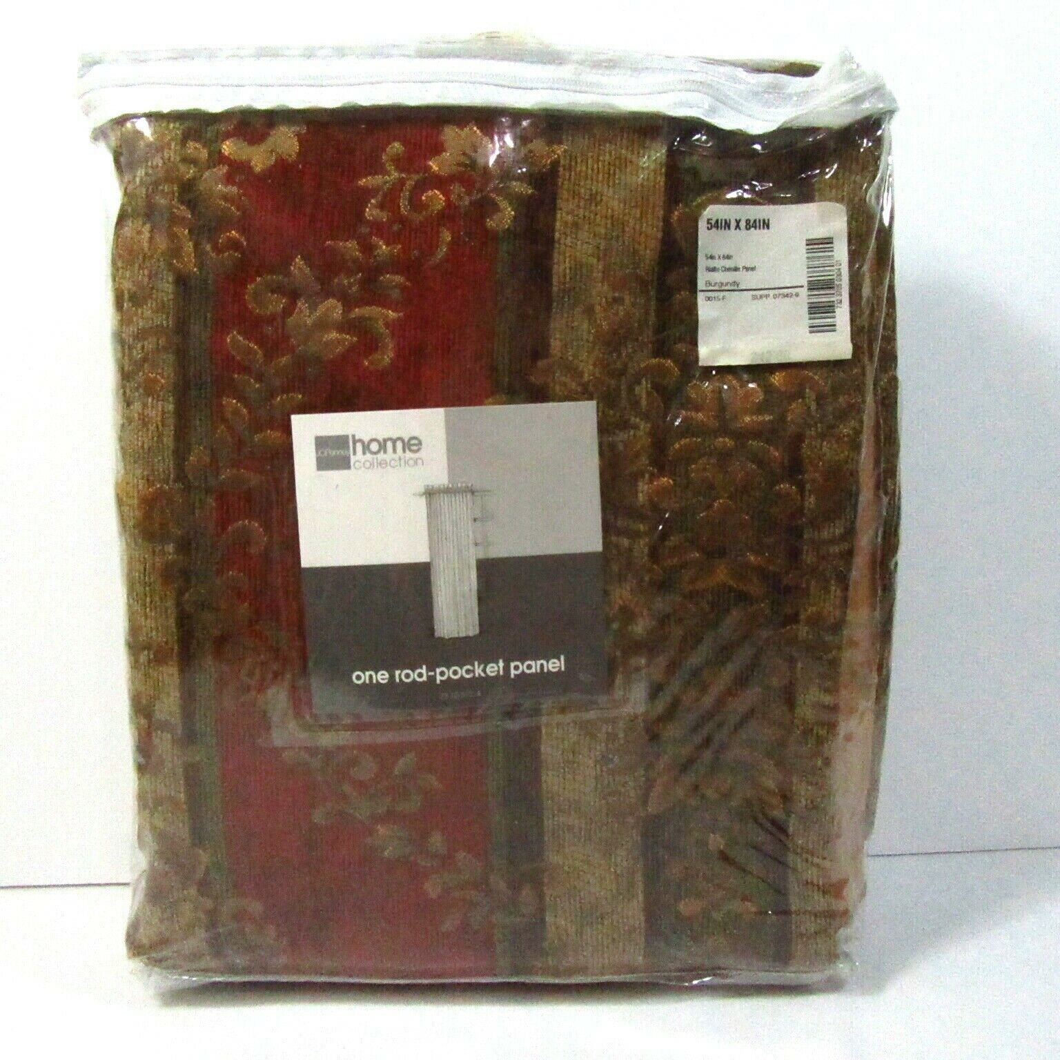 JCPenney Rialto Stripe Burgundy Chenille 54 x 84 Drapery Panel