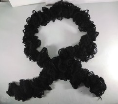 Black Sashay Yarn Fashion Ruffled Spirit Scarf Handmade by GranolaBean - £6.17 GBP