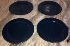 Royal Norfolk royal Blue 7 1/2”Stoneware Dinnerware Saucer Plates Set Of... - $35.07