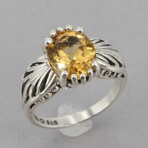 Signed Kabana Sterling Silver Oval Citrine Solitaire Ring Size 5 - £39.95 GBP