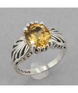 Signed Kabana Sterling Silver Oval Citrine Solitaire Ring Size 5 - £39.31 GBP