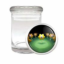 Sunflower Em1 Medical Glass Stash Jar 3&#39;&#39; X 2&#39;&#39; Herb And Spice Storage Air Tight - £6.37 GBP