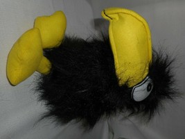 Black Crow Raven Bird Hand Puppet Toy Plush Hairy Fuzzy Squeek My Beek HAYES CO - £18.86 GBP