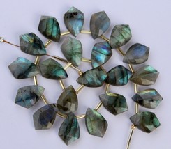 Natural, 20 piece faceted fancy LABRADORITE sparrow briolette gemstone beads 12  - £56.00 GBP