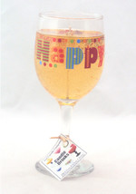 Happy Birthday Wine Candle Painted Glass Chardonnay Style 2 - $11.66