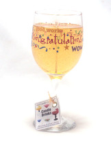 Congratulations Wine Candle Painted Glass Chardonnay - $11.66