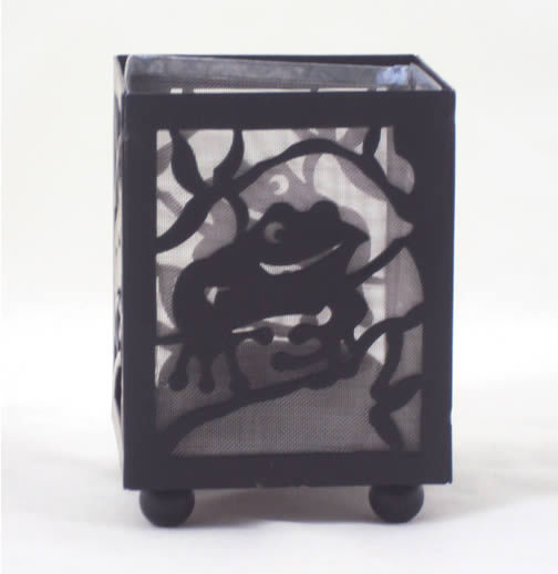 Hand Painted Shadow Play Tea Light Candle Holder - Frog - $3.95