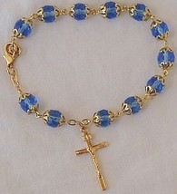 Rosary bracelet light blue beads - £20.85 GBP