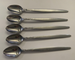 Lot of 5 Oneida Leaf Pattern Iced Tea Spoons Stainless Steel Japan 7.5 inch - £11.59 GBP