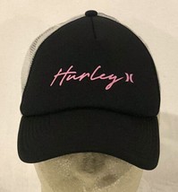 Hurley Foam Snapback Adjustable Pink And Black Trucker Cap W/White Mesh Back - £11.59 GBP