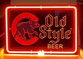 Bear Old Style Chicago Cubs 3D Acrylic Beer Bar Neon Light Sign 12&#39;&#39; x 10&#39;&#39; - £155.67 GBP