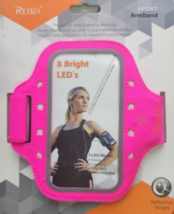 Reiko Running Sports Armband With Flashing Lights 5.5X3X 0.5 Ins Device In Pink - £13.32 GBP