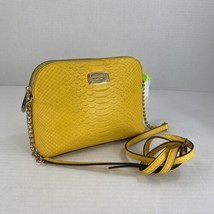 Michael Kors Bag Crossbody Cindy Dome Embossed Yellow Leather B2J - £55.37 GBP