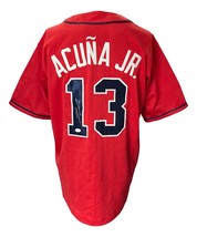Ronald Acuna Jr Signed Custom Red Pro-Style Baseball Jersey JSA ITP - £130.42 GBP