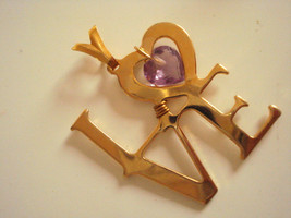 New rare Jewelry Free Heart Natural Genuine Amethyst Pendant Love Gold P... - $285.54 MXN