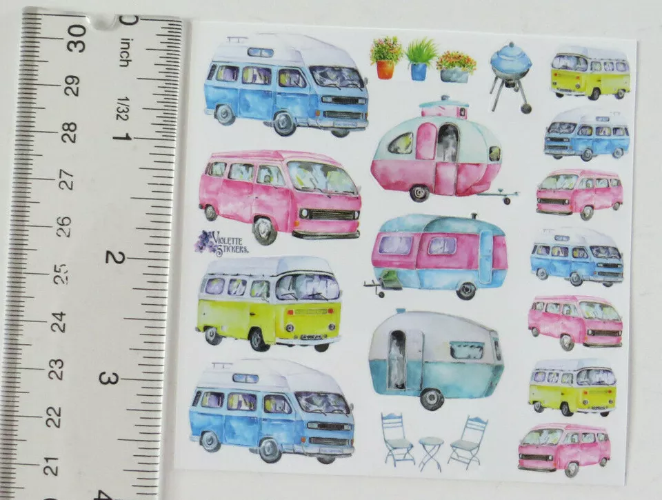 4x4 Square Sheet Of Campers Stickers Campervans - $8.99