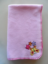 Baby Connection Pink Flower Butterfly Fleece Baby Blanket Lovey Security Blanket - £14.05 GBP