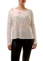 SUNDRY Womens Pullover Embroidered Stars Stylish Casual Soft White Size S - £27.68 GBP