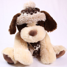 HUGFUN St. Jude Winter Puppy Dog 12&quot; Inch Plush Toy Stuffed Animal Hat AND Scarf - £8.55 GBP
