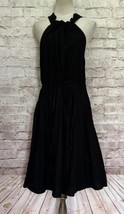 Banana Republic Womens Dress Petite M Sleeveless Fit &amp; Flare Black Linen Blend - £39.17 GBP