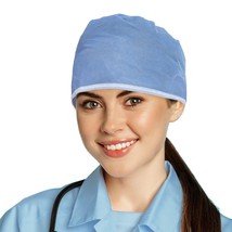 Blue Disposable Surgical Caps 30 GSM Pack of 100 One Size Scrub Cap - $26.05