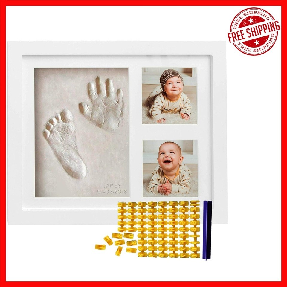 Custom Wall-Mounted Baby Handprint &amp; Footprint Frame for Cherished Memories - $40.58