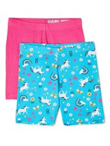 Wonder Nation Girls Bike Shorts 2 Pair Size LARGE (10-12) Pink &amp; Blue Un... - £12.61 GBP