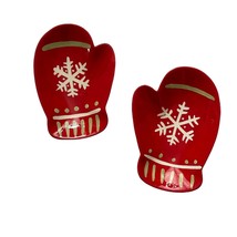 Hallmark Mittens Candy Dish Serving Bowl Red Lot Of 2 Christmas Holiday ... - £14.86 GBP