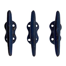 Nautical Blue Cast Iron Boat Cleat Wall Hooks, 3.5 Inches, Set Of 3 - £23.97 GBP
