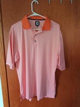 FootJoy Golf Polo Shirt Men&#39;s M Orange Stripe Casual Lightweight fj short sleeve - £11.71 GBP