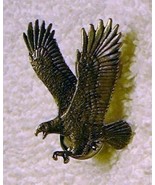 j49 Large Pewter Eagle Double Pin Back Tie Tac Signed  - £3.98 GBP