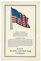 The Ladies of the Grand Army of the Republic American Flag Information 1943 - £29.59 GBP