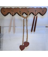 Vintage Wooden Wall Decor Heart 6 Square Nail Hanging Pegs 17 x 3 x 2 - $15.67