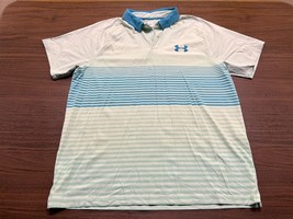 Under Armour Men’s Light Green/Blue Polo Shirt - Large - Heatgear - £10.28 GBP