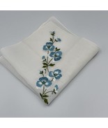 Vtg Embroidered Handkerchief Blue White Floral Made In Switzerland Hanky... - $14.49