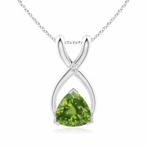ANGARA 5mm Natural Peridot Wishbone Pendant Necklace with Diamond in Silver - £100.22 GBP+