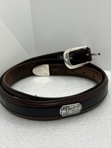 Onyx by Brighton Belt Mens 40 Brown Leather Golf Silver Medallion Classi... - $13.99