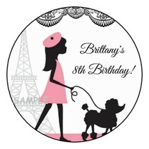 12 Personalized Paris Birthday Party stickers labels favors shower eiffe... - $11.99
