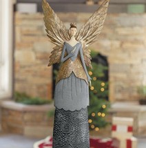 WINGED ANGEL FIGURE SCULPTURE CHRISTMAS DECORATIONS HAND PAINTED METAL 1... - $445.49
