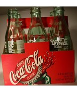 Coke Coca Cola 100th Aniversary 6 Bottles no caps 8oz w/ caddy - £11.01 GBP