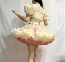A-line Champagne Pink Mini Tulle Skirt Custom Plus Size Ballet Tulle Skirt image 4