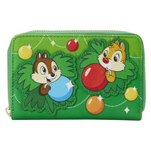 Disney Chip &amp; Dale Christmas Ornaments Zip Around Purse - £44.25 GBP