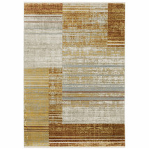10' X 13' Rust Gold Blue Grey Ivory And Tan Geometric Power Loom Stain Resistant - $869.49