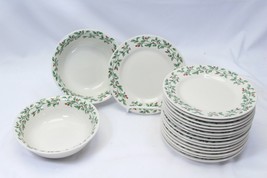 Holly Berry Salad Plates and Bowls Made in China Lot of 18 - $54.87
