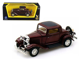1932 Ford 3-Window Coupe Burgundy 1/43 Diecast Car Road Signature - £18.43 GBP