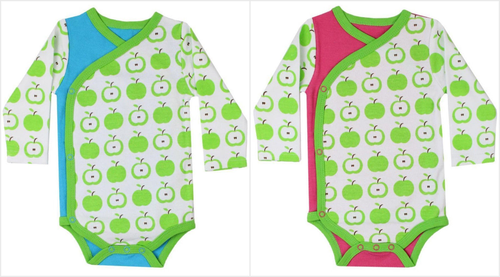 NWT JuDanzy Baby Boys Girls Green Apple Long Sleeve Kimono Bodysuit  - $4.99