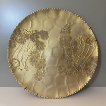 Vintage Gold Tone Hanging Decorative Plate With Palm Fronds Leaves - £12.58 GBP