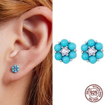WOSTU Real 925 Silver Exquisite Mini Flower Ear Studs Earrings for Women Shiny Z - £17.46 GBP